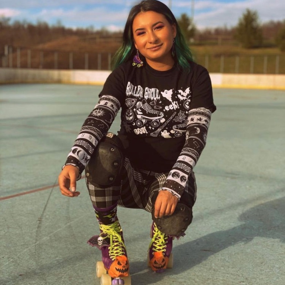 CRAFTSYLVANIA Roller Ghoul Shirt Black Graphic Tee Halloween Spooky Roller Derby